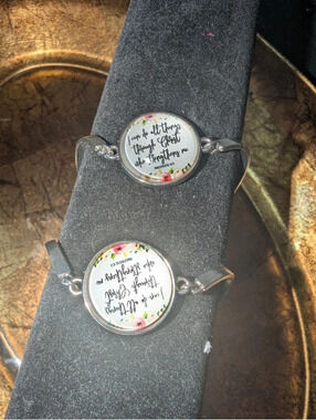 Beautiful Silver Tone I Can Do All Things Through Christ Adjustable Bracelet